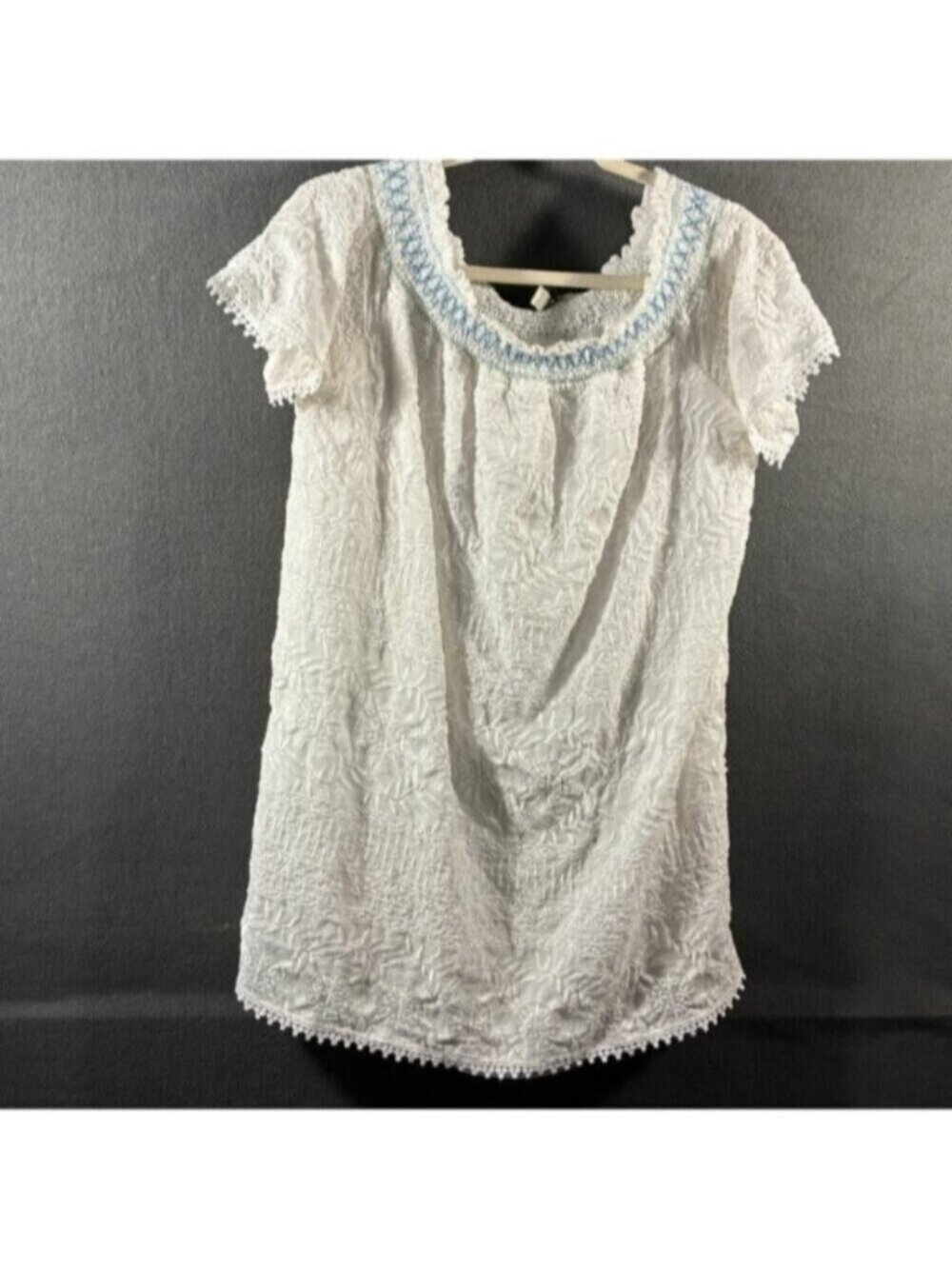 women mini dress medium white embroidered lace coastal cowgirl boho western